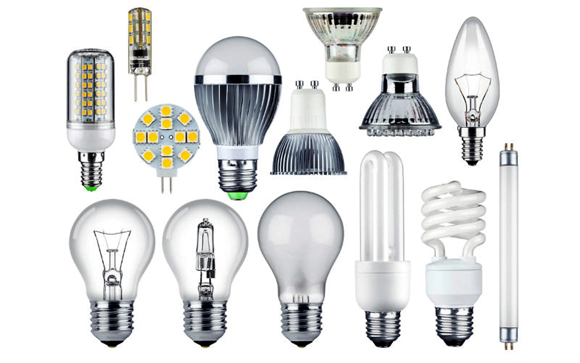 Diferentes tipos de lâmpadas